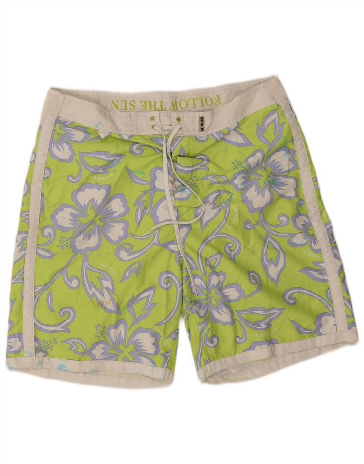 Sundek Herre badeshorts XL Grøn blomstret polyester