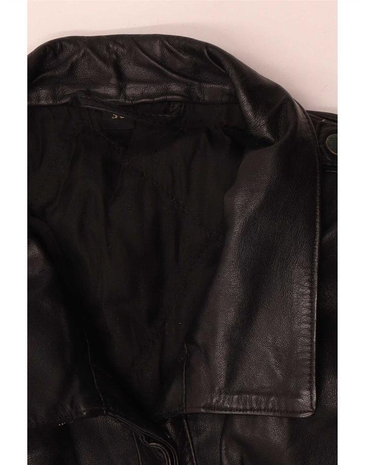 Vintage oversize læderjakke til kvinder EU 36 Lille sort læder