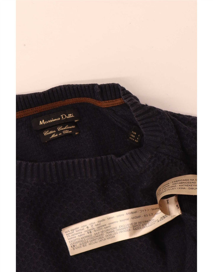 Massimo Dutti Herre Boat Neck Jumper Sweater Stor Marineblå Bomuld