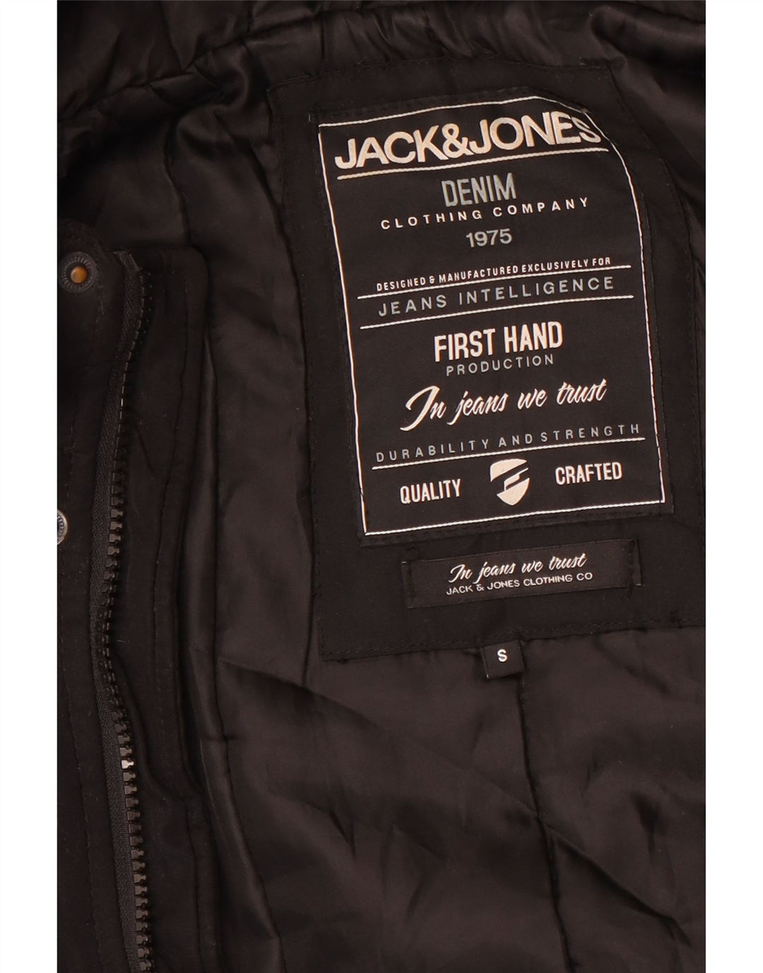 Jack & Jones Herre Hooded Bomber Jacket UK 36 Small Black