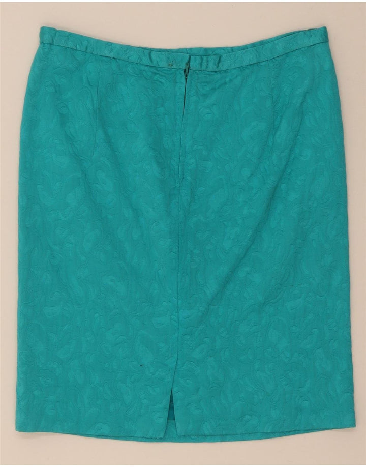 Vintage kvinders abstrakt 4 knap 2 stykke nederdel sæt UK 14 medium turkis