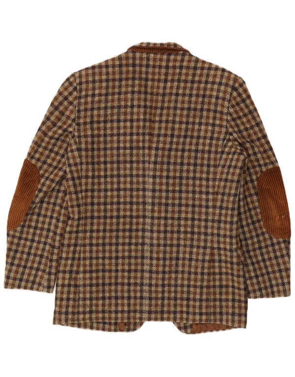 Egon Von Furstenberg Mens 3 Button Blazer Jacket EU 50 Large Brown Gingham
