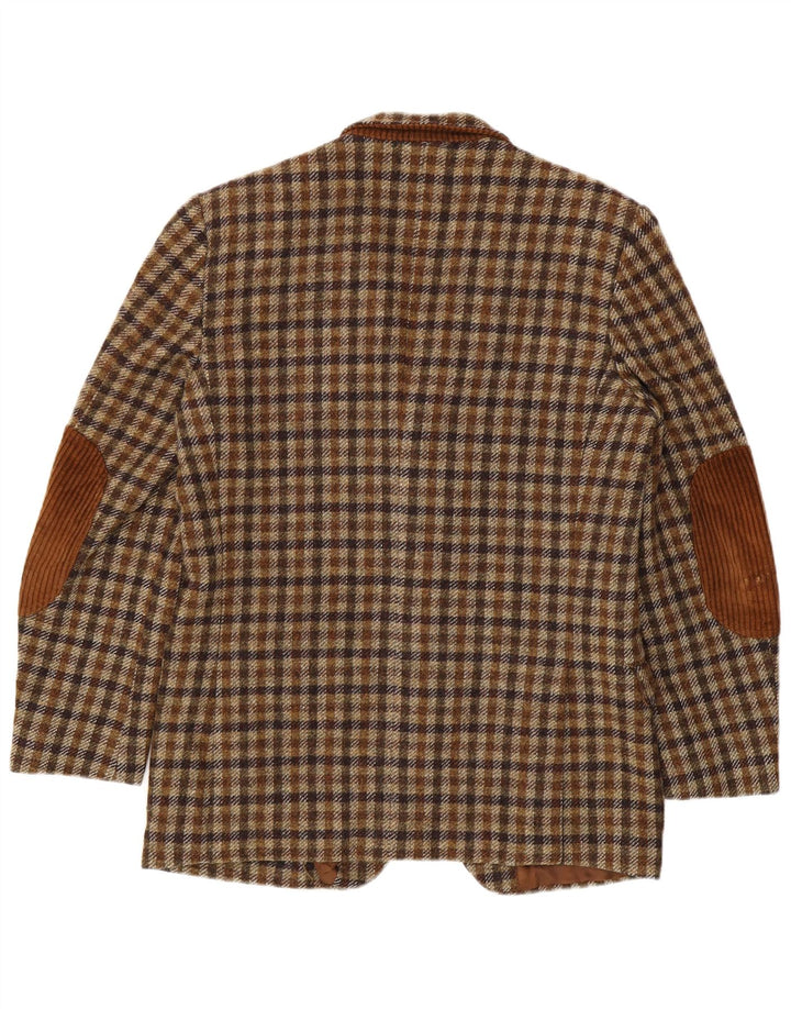 Egon Von Furstenberg Herre 3-knaps blazerjakke EU 50 Large Brown Gingham