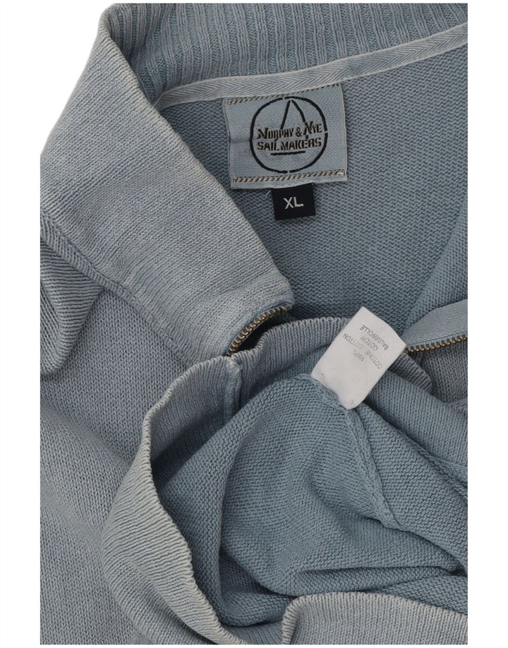 Murphy & Nye Herre Zip Neck Jumper Sweater XL Blå Bomuld