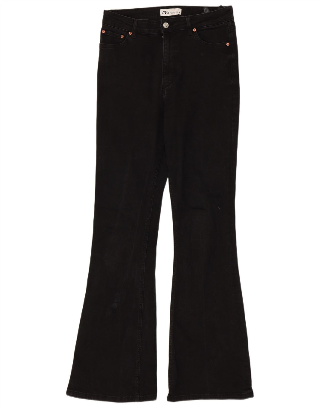Zara Dame Flared Jeans EU 40 Medium W30 L33 Sort Bomuld