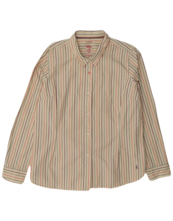Joules Dameskjorte UK 18 XL Beige Stribet Bomuld