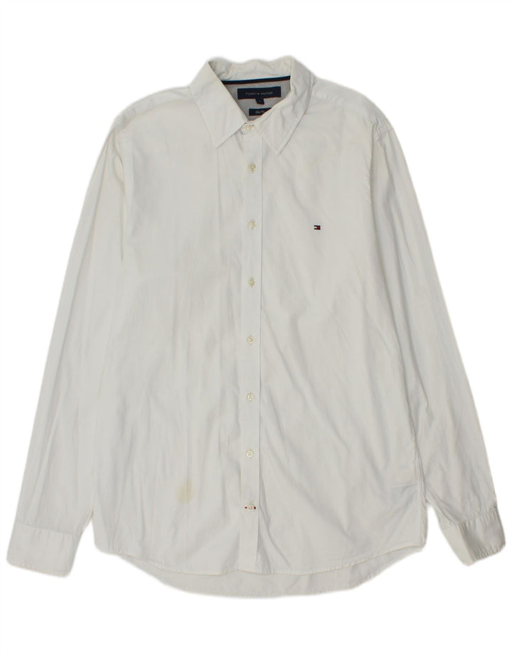 Tommy Hilfiger Herre Slim Fit skjorte Stor hvid bomuld
