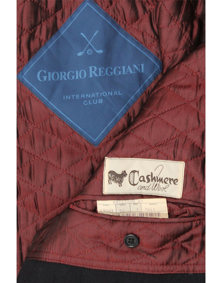 VINTAGE Herre Overfrakke IT 52 XL Navy Blue Cashmere