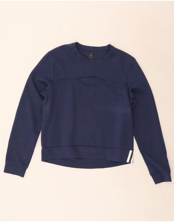 Adidas Dame Sweatshirt Jumper UK 12/14 Medium Navy Blue Bomuld