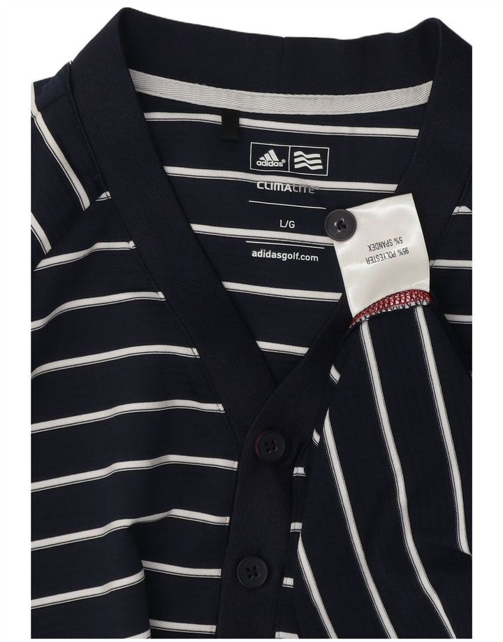 Adidas Herre Climalite Sweatshirt Jumper Large Navyblå stribet polyester