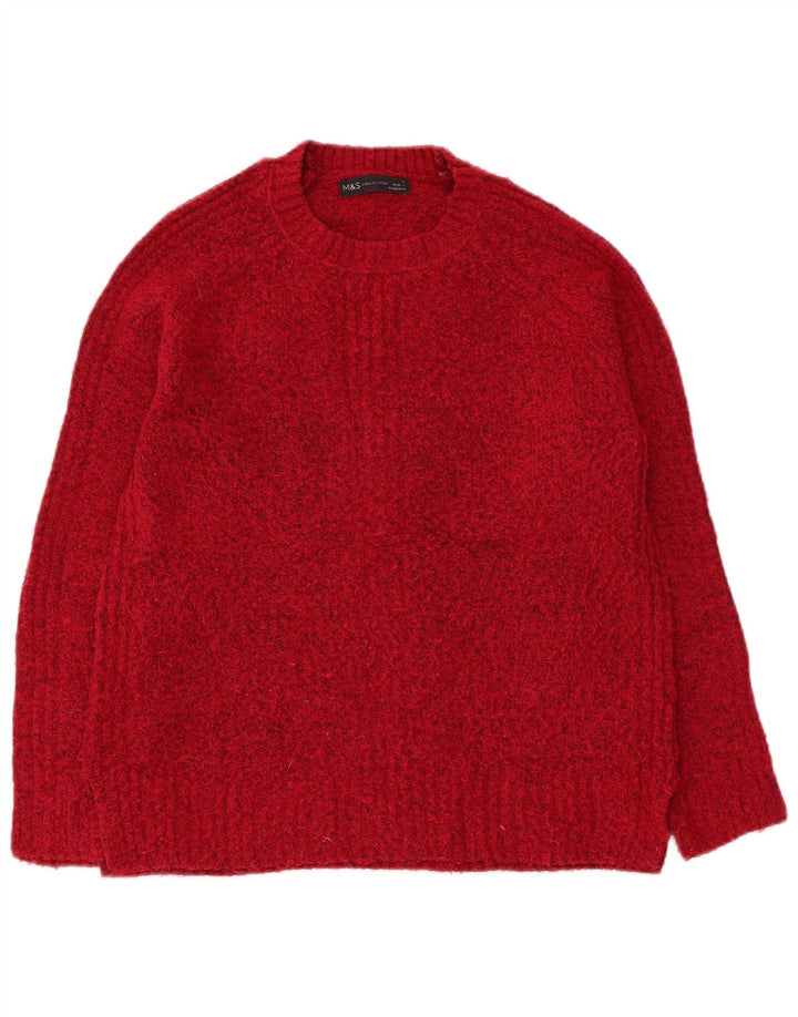 Marks & Spencer dame sweater med rund hals i overstørrelse UK 10 Lille rød