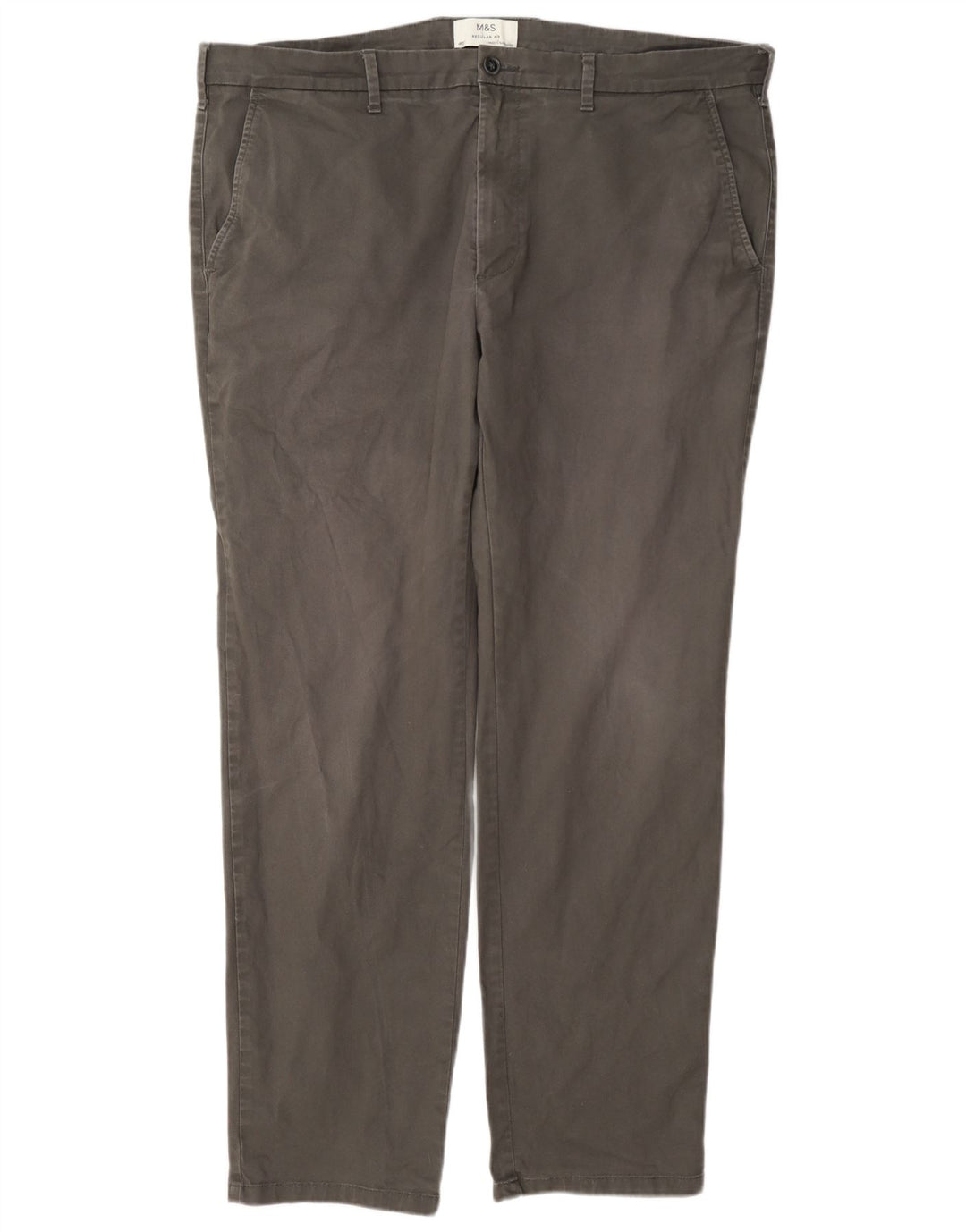 Marks & Spencer Herre Regular Fit Chinobukser W40 L33 Grå Bomuld
