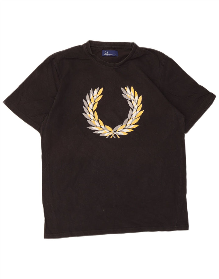 Fred Perry Herre grafisk T-shirt Top Medium Sort Bomuld