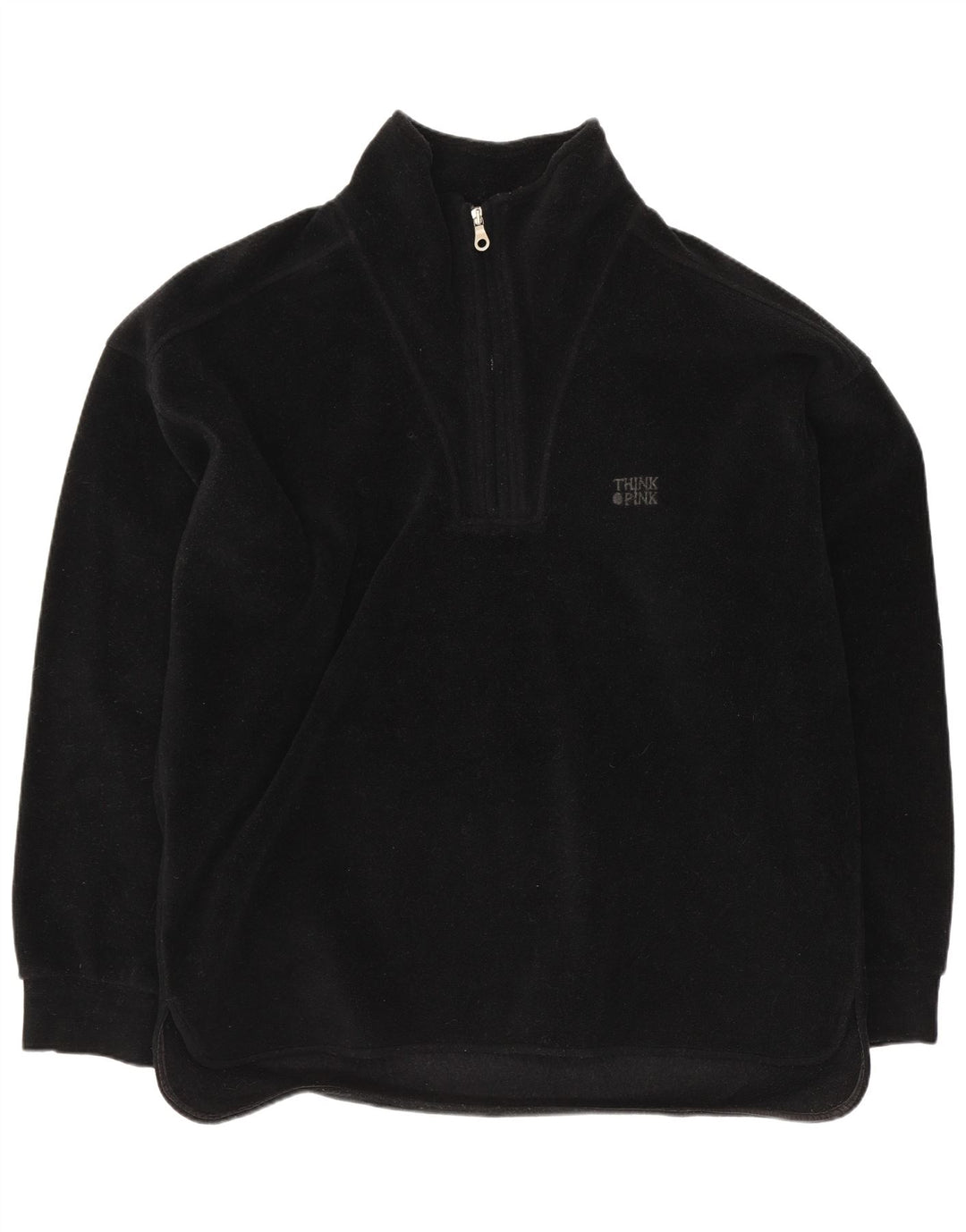 Tænk Pink Herre grafisk lynlås hals Fleece Jumper Stor sort polyester