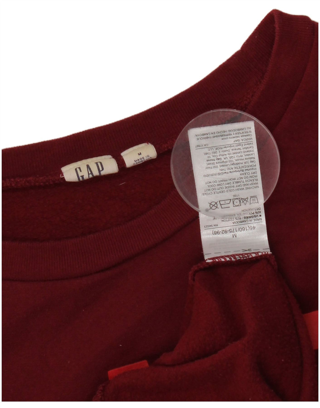 Gap Dame Grafisk Sweatshirt Jumper UK 14 Medium Bourgogne bomuld
