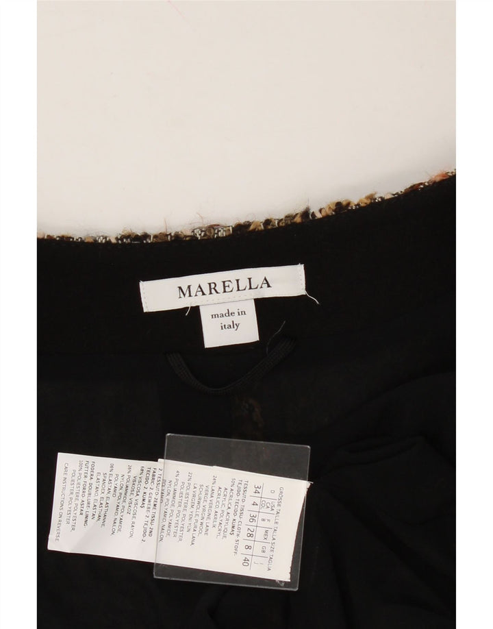MARELLA Womens Blazer Jacket UK 8 Small Brown Colourblock Acrylic Vintage Marella and Second-Hand Marella from Messina Hembry 
