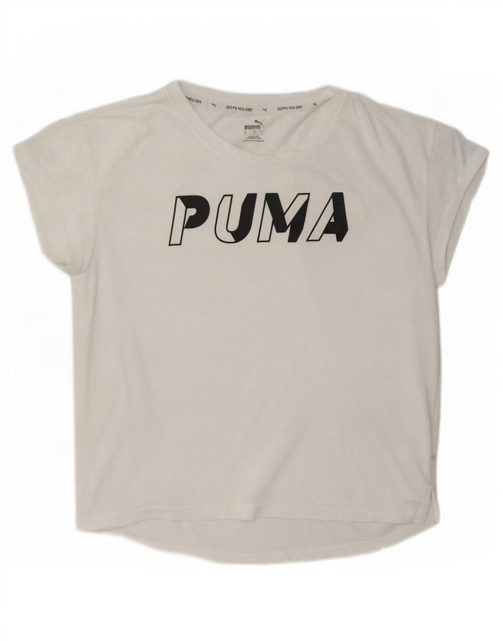 Puma Grafisk T-Shirt Top UK 10 Small White Polyester