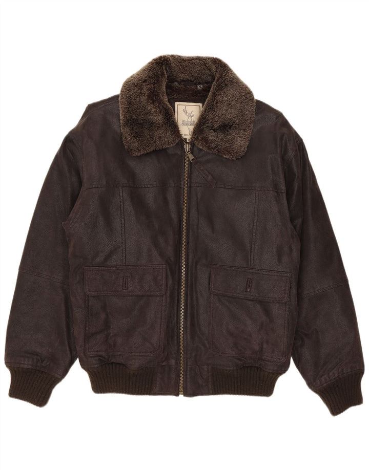 Blustaff Herre Bomber Shearling Jacket UK 38 Medium Brown Læder