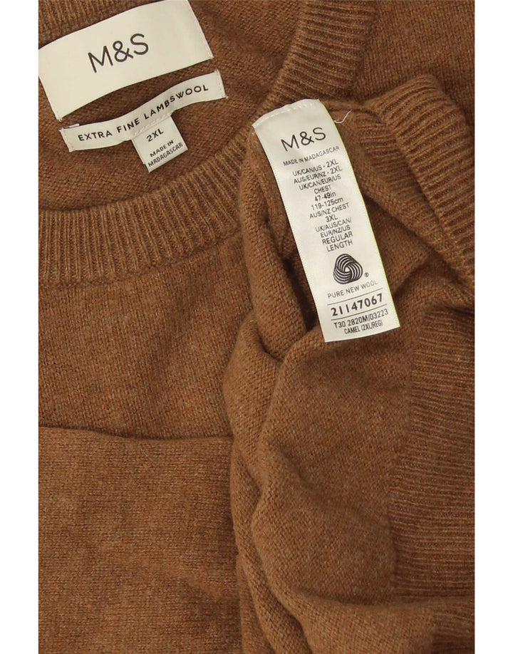 Marks & Spencer Herre sweater med rund hals 2XL brun lammeuld