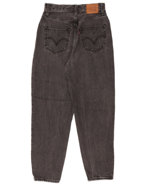 Levi's Dame Højtarmede Tapered Jeans W25 L27 Sort Bomuld