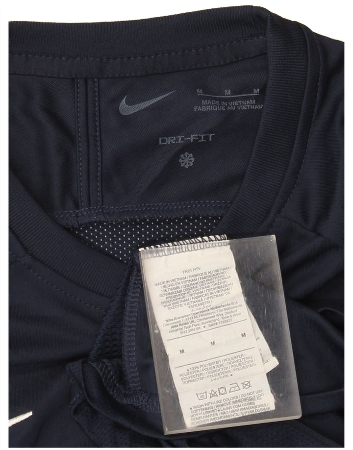 Nike Herre Dri Fit T-shirt Top Medium Marineblå Colourblock Polyester