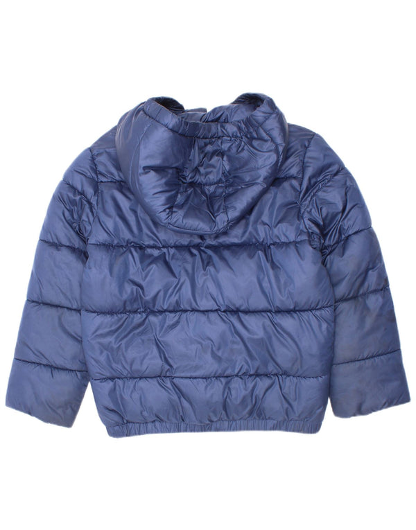 Vintage polstret jakke med hætte til drenge 5-6 år marineblå polyester