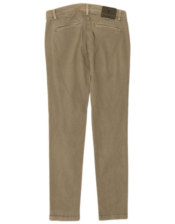 Trussardi Dame Slim Chino Bukser IT 38 XS W30 L31 Khaki Bomuld