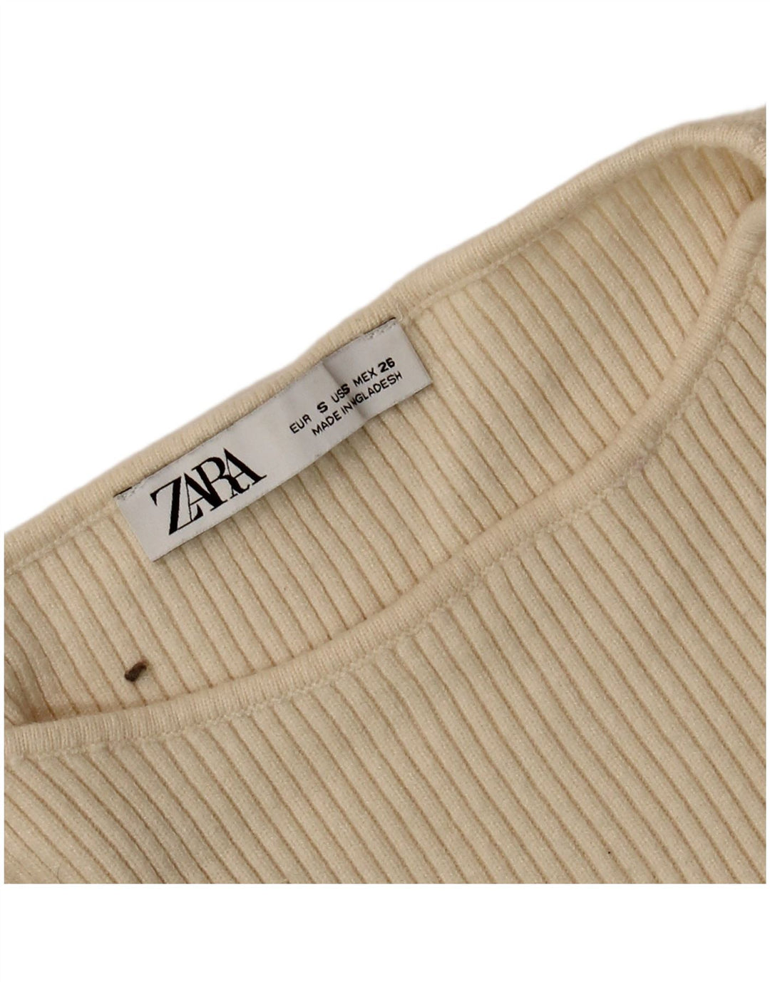 Zara Womens Crop Top Langærmet UK 8 Small Beige