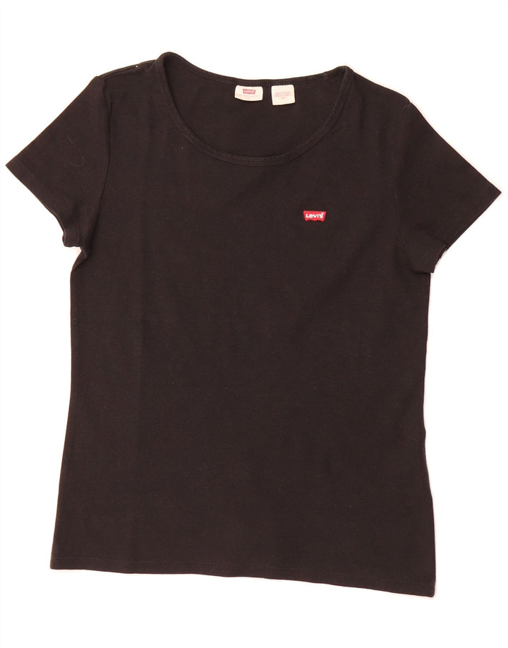 LEVI'S Womens T-Shirt Top UK 14 Large Black Vintage Levi's and Second-Hand Levi's from Messina Hembry 