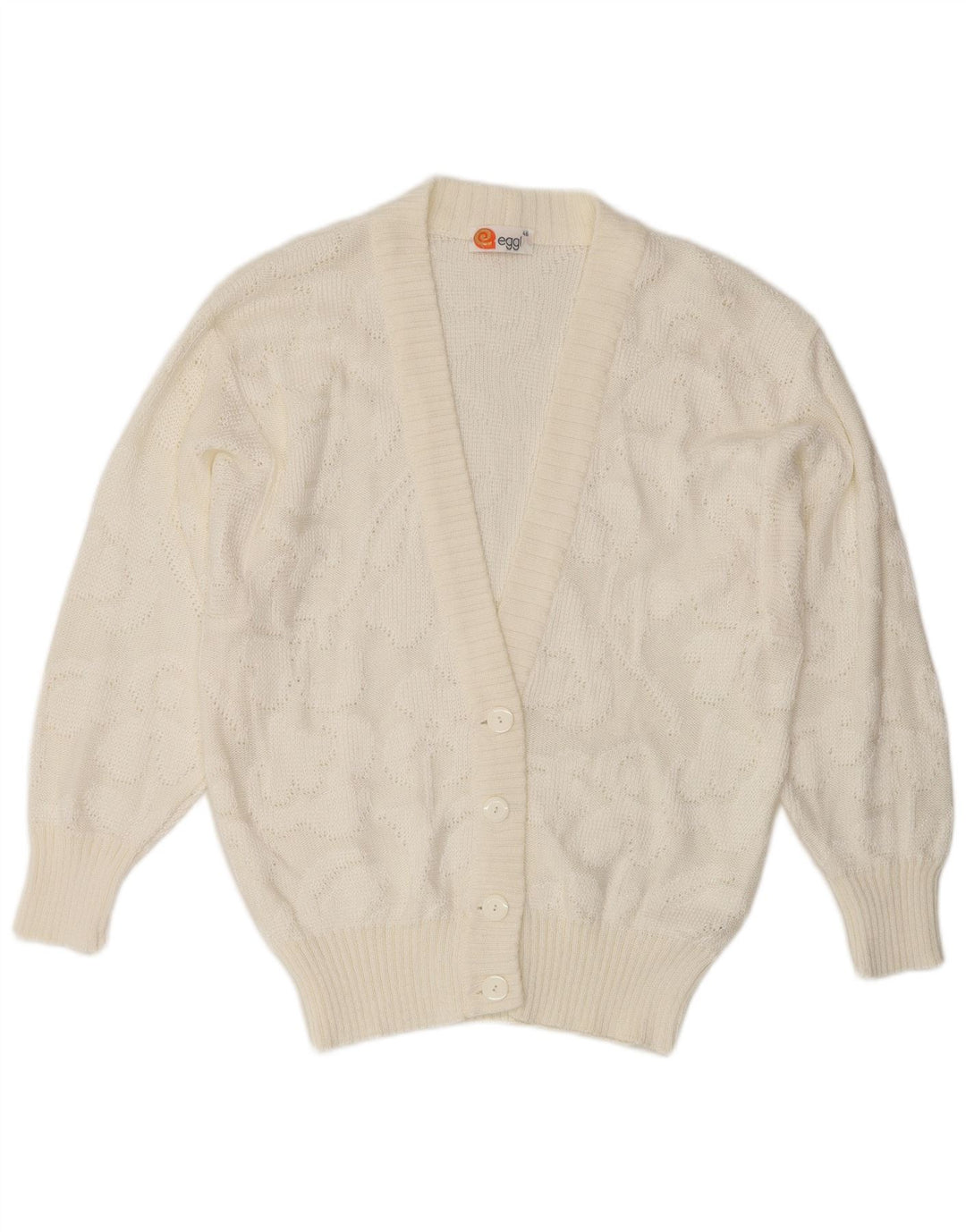 Vintage dame cardigan sweater IT 46 Stor hvid akryl