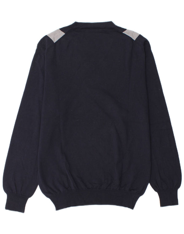 Gran Sasso Herre V-hals sweater Medium Marineblå Stribet bomuld