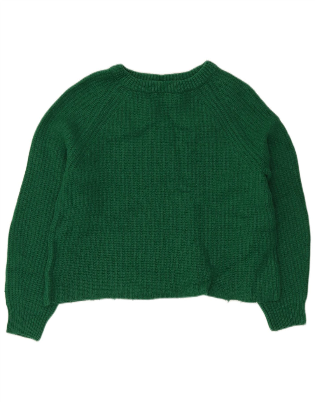 BARBOUR Dame Crop Boat Neck Jumper Sweater UK 12 Medium Green Wool