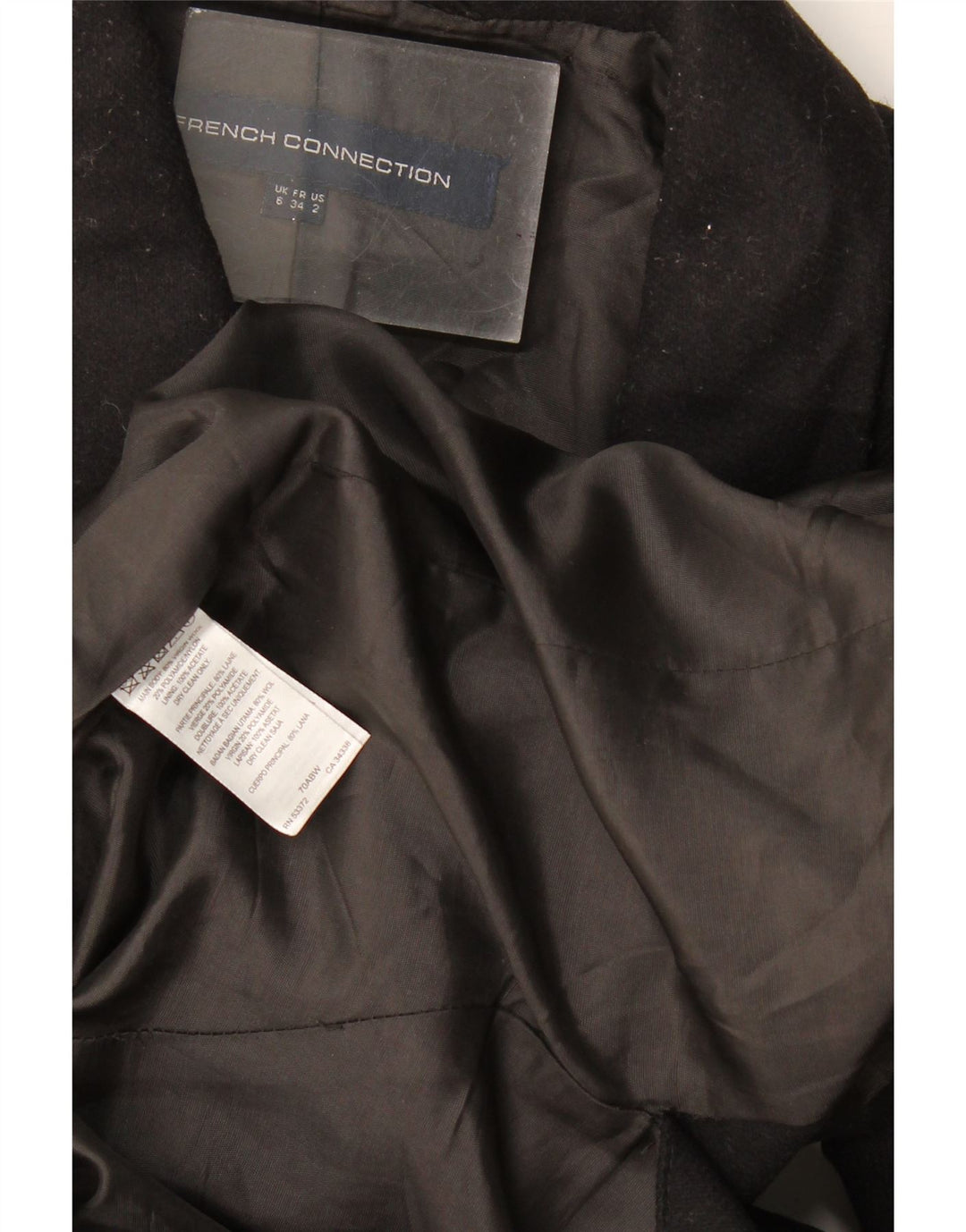 French Connection Dame Oversized Longline Blazer Jacket UK 6 XS Sort