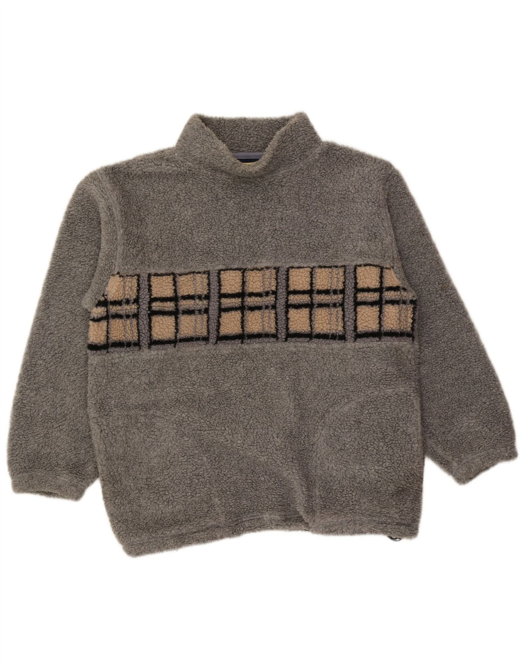 Vintage fleecetrøje til mænd mellemgrå geometrisk