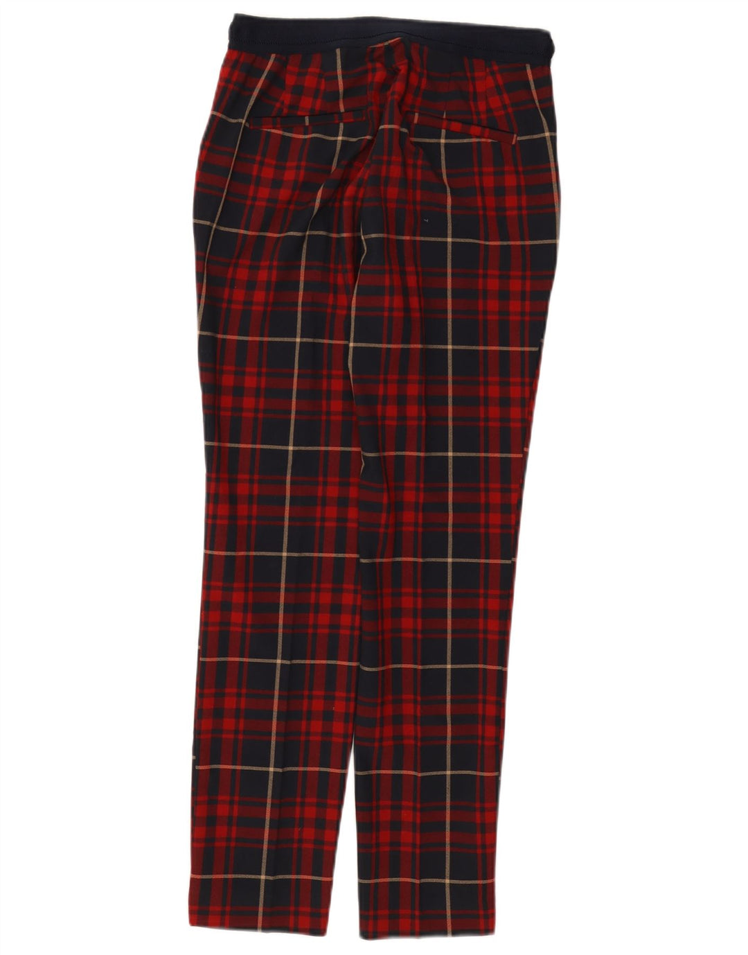 Zara Dame Slim Casual Bukser Små W26 L27 Rød Plaid