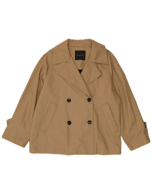 Massimo Dutti Kvinder Kort Oversized Trench Coat UK 14 Medium Beige Bomuld