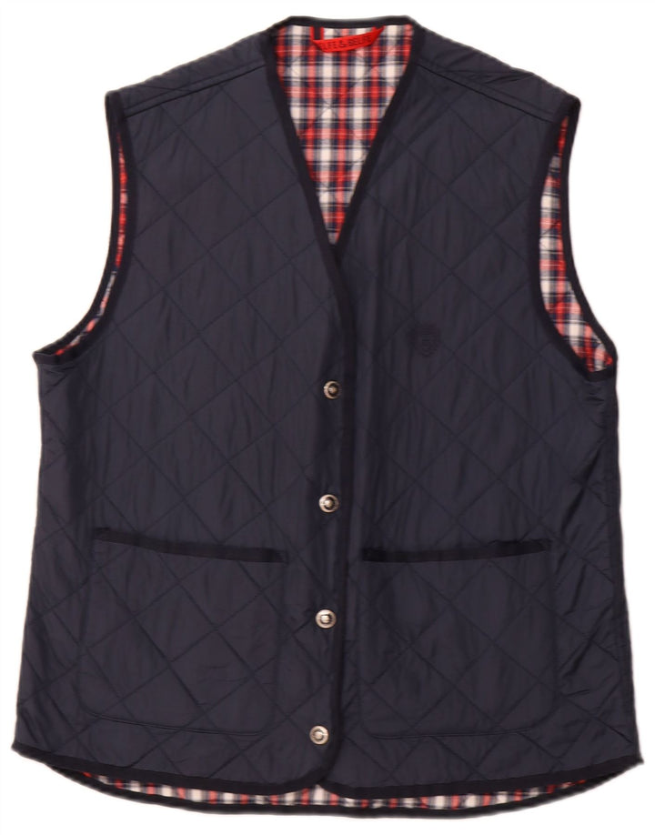 BELFE & BELFE Herre Quiltet Gilet IT 46 Small Navy Blue Nylon