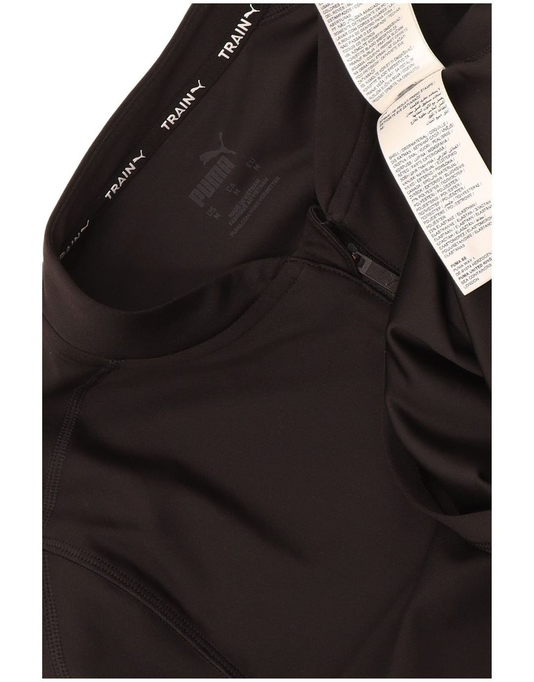 Puma Womens Crop Zip Neck Pullover Træningsdragt Top UK 12 Medium Black