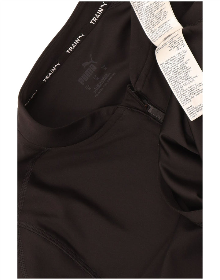 Puma Womens Crop Zip Neck Pullover Træningsdragt Top UK 12 Medium Black