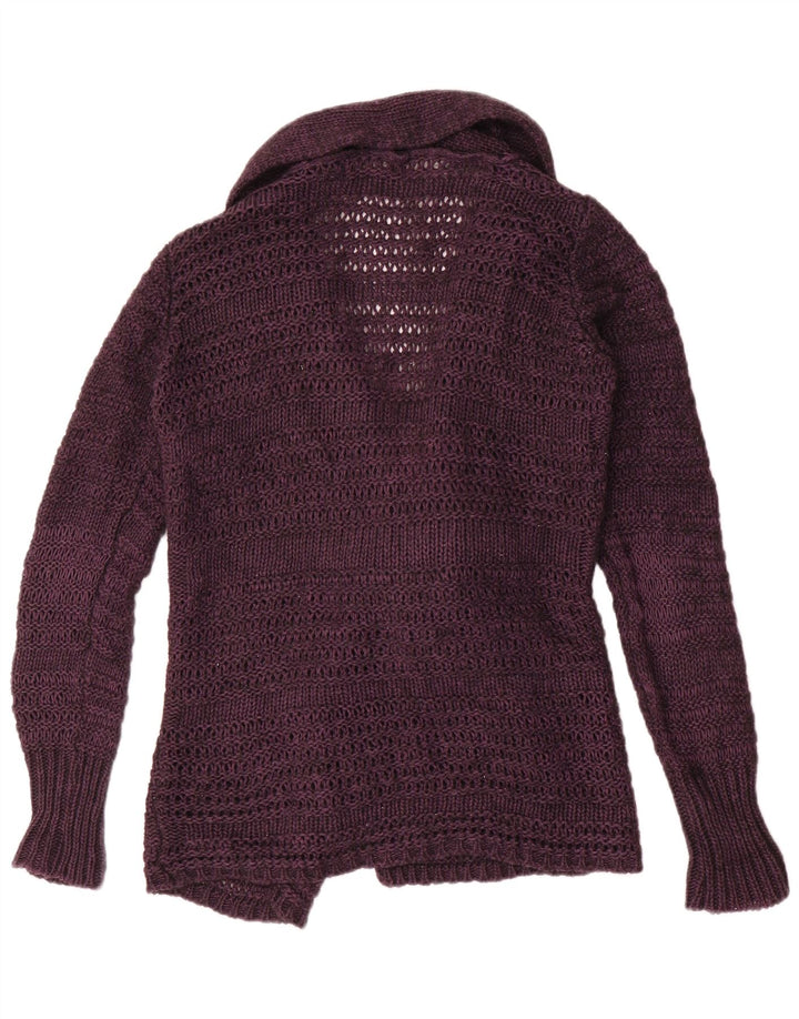Zara Dame Cardigan Sweater UK 14 Medium Lilla Akryl