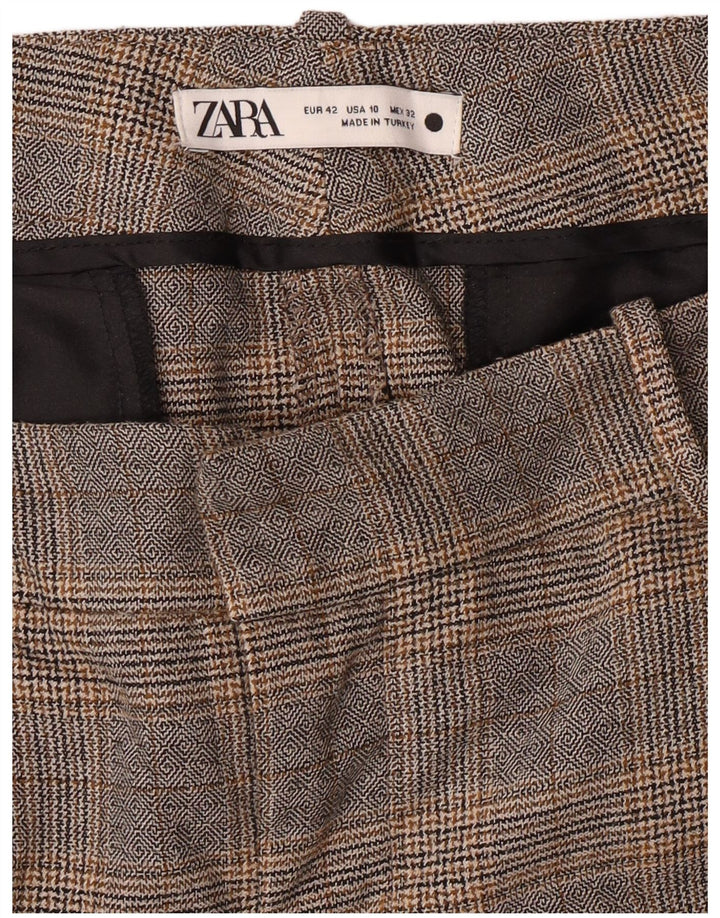 ZARA Slim Fit Chinobukser til kvinder EU 42 Large W32 L27 Grå ternet