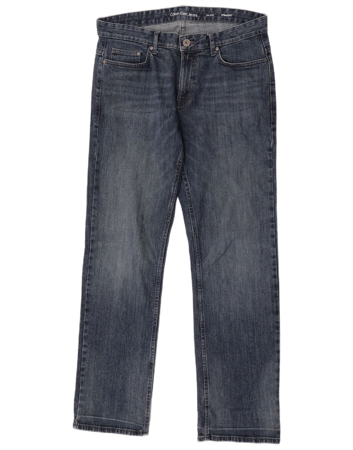 Calvin Klein Straight Jeans til mænd W34 L32 Blå Bomuld