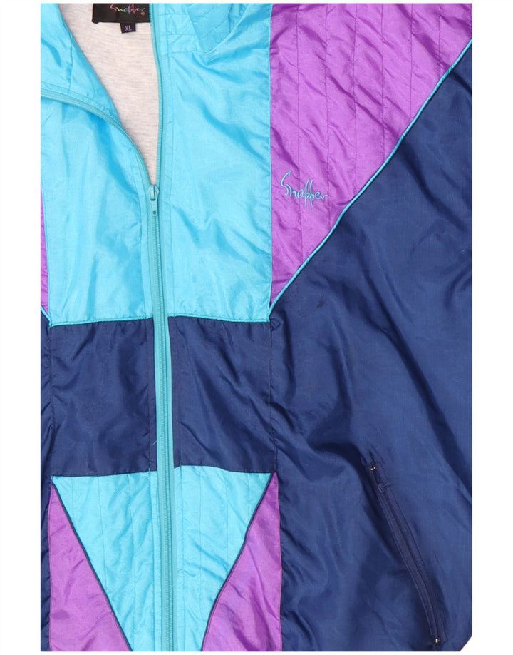 VINTAGE Træningsdragt til mænd Topjakke XL Blå Colourblock Nylon