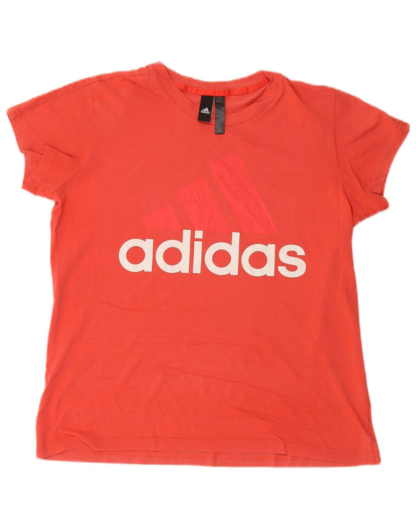 ADIDAS Grafisk T-shirt top til kvinder UK 18 XL Rød Bomuld