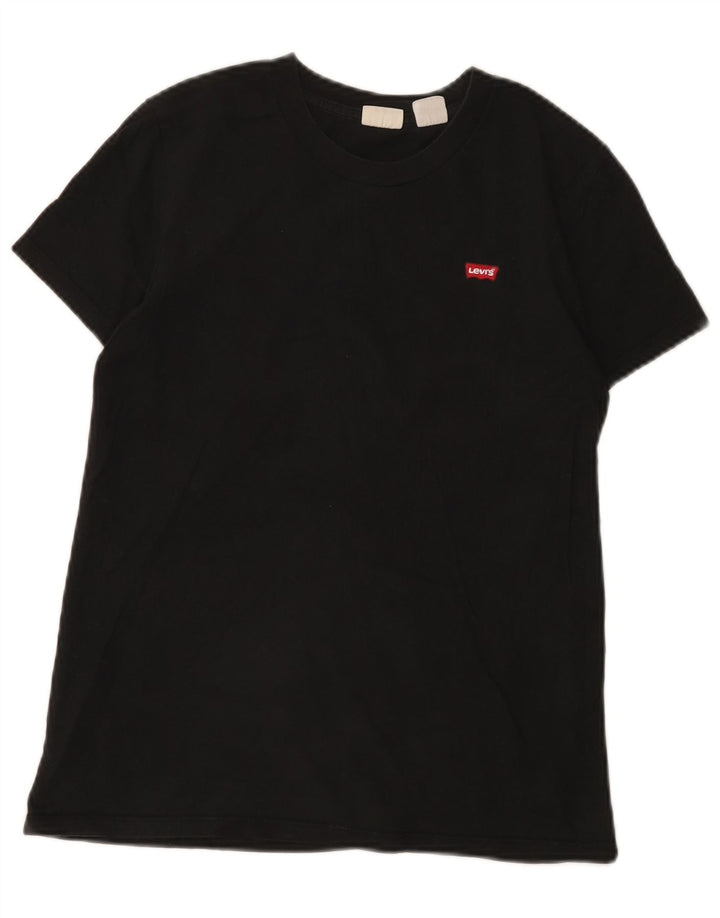 Levi's Dame T-Shirt Top UK 10 Lille Sort Bomuld