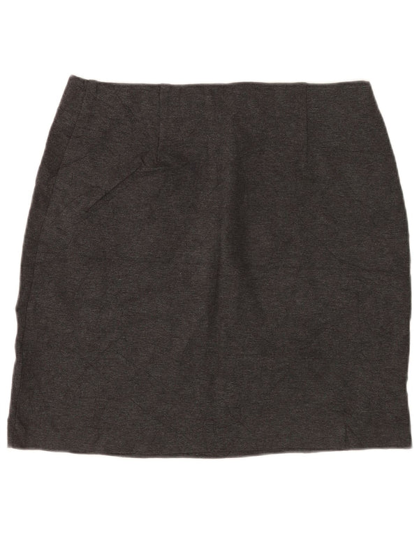 Marks & Spencer Dame Midi Skirt UK 14 Large W34 Grey Viscose Classic