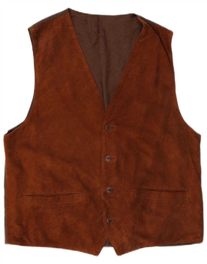 Mabrun Herre ruskindsvest IT 56 XL Brunt læder