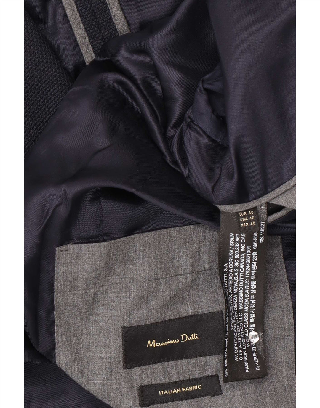 Massimo Dutti Herre 2-knaps blazerjakke EU 50 Mellem marineblå uld