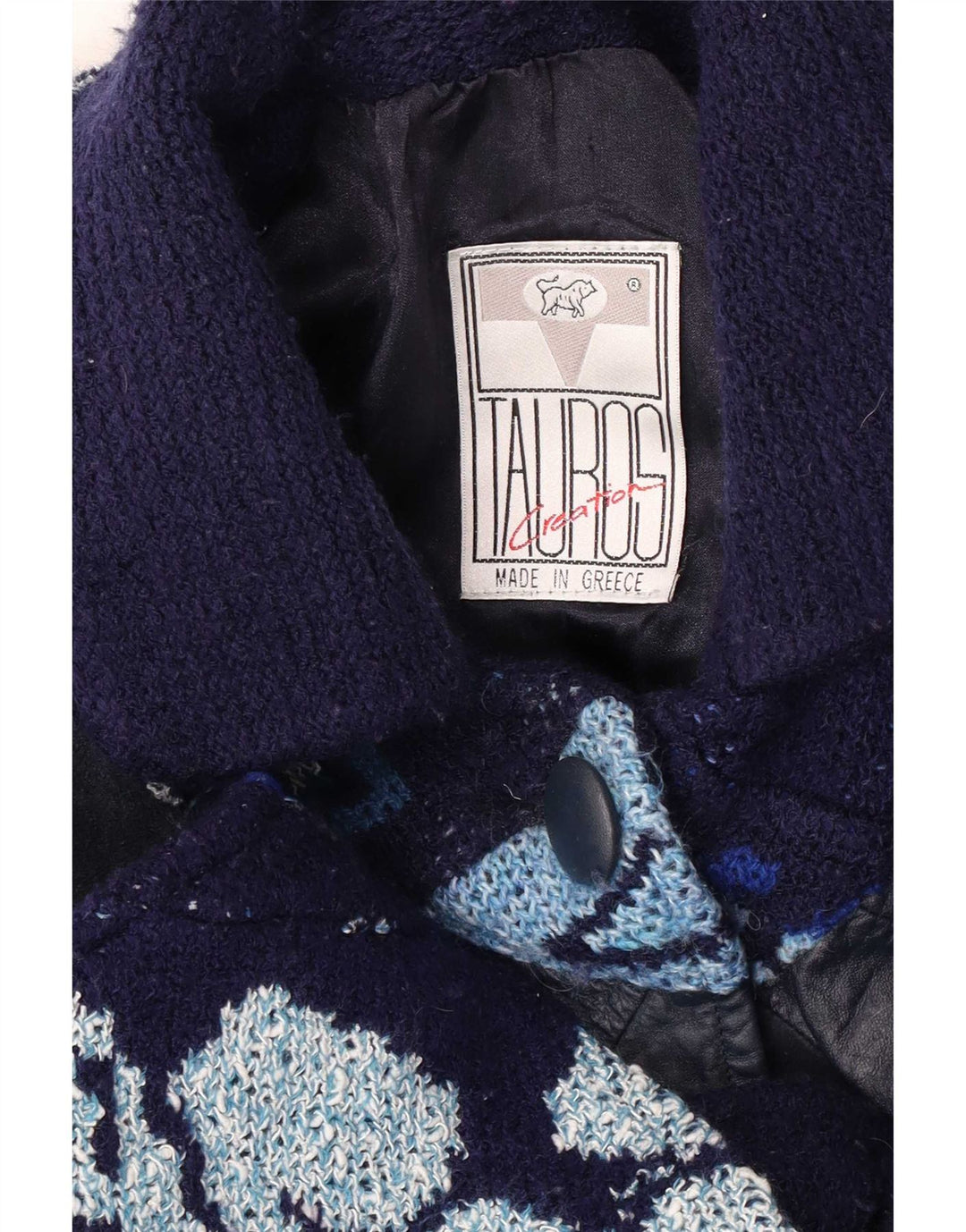 Tauros Creation Dame Cape Coat One Size Navy Blue Fair Isle