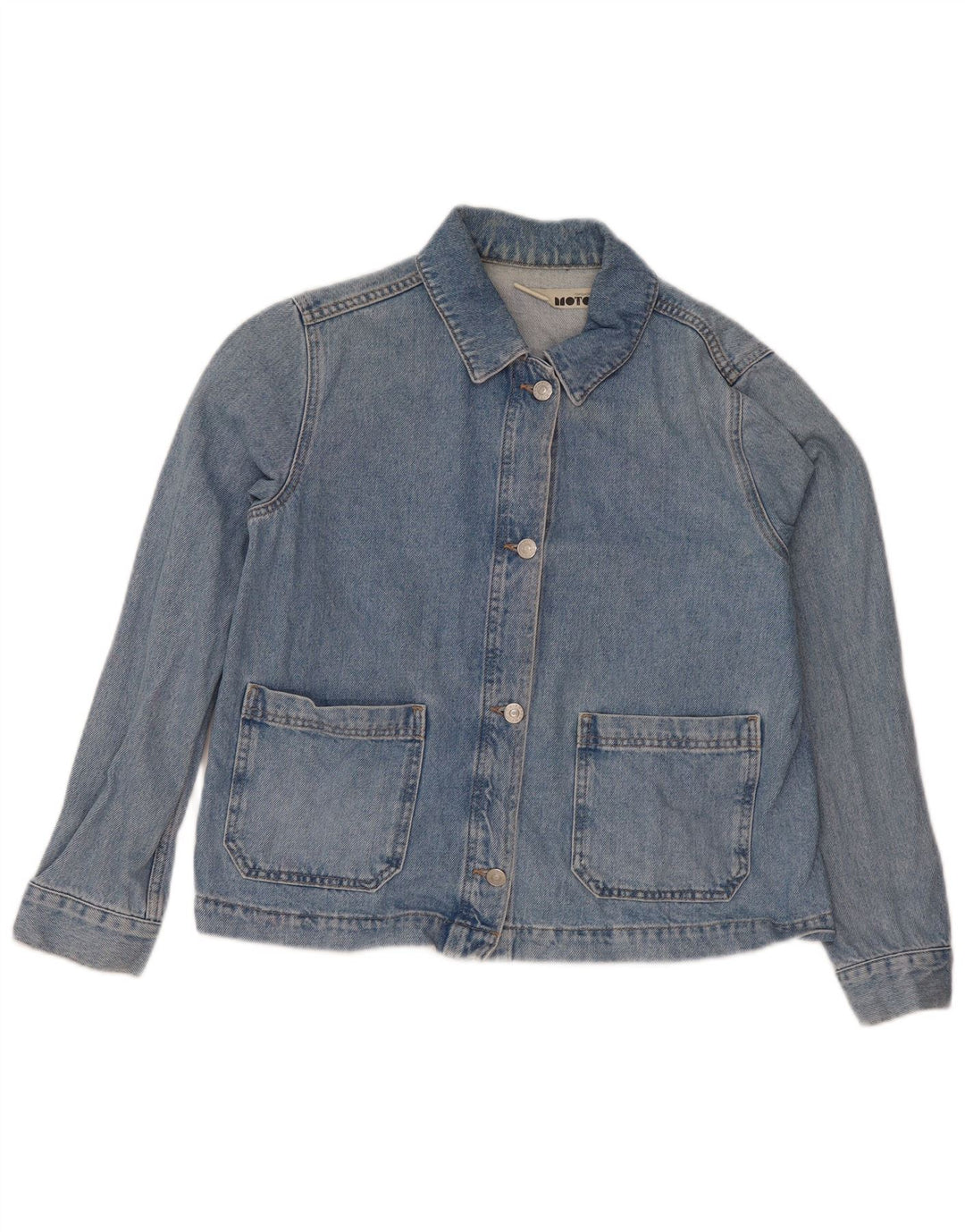 Topshop Dame denimjakke UK 8 Small Blue Cotton